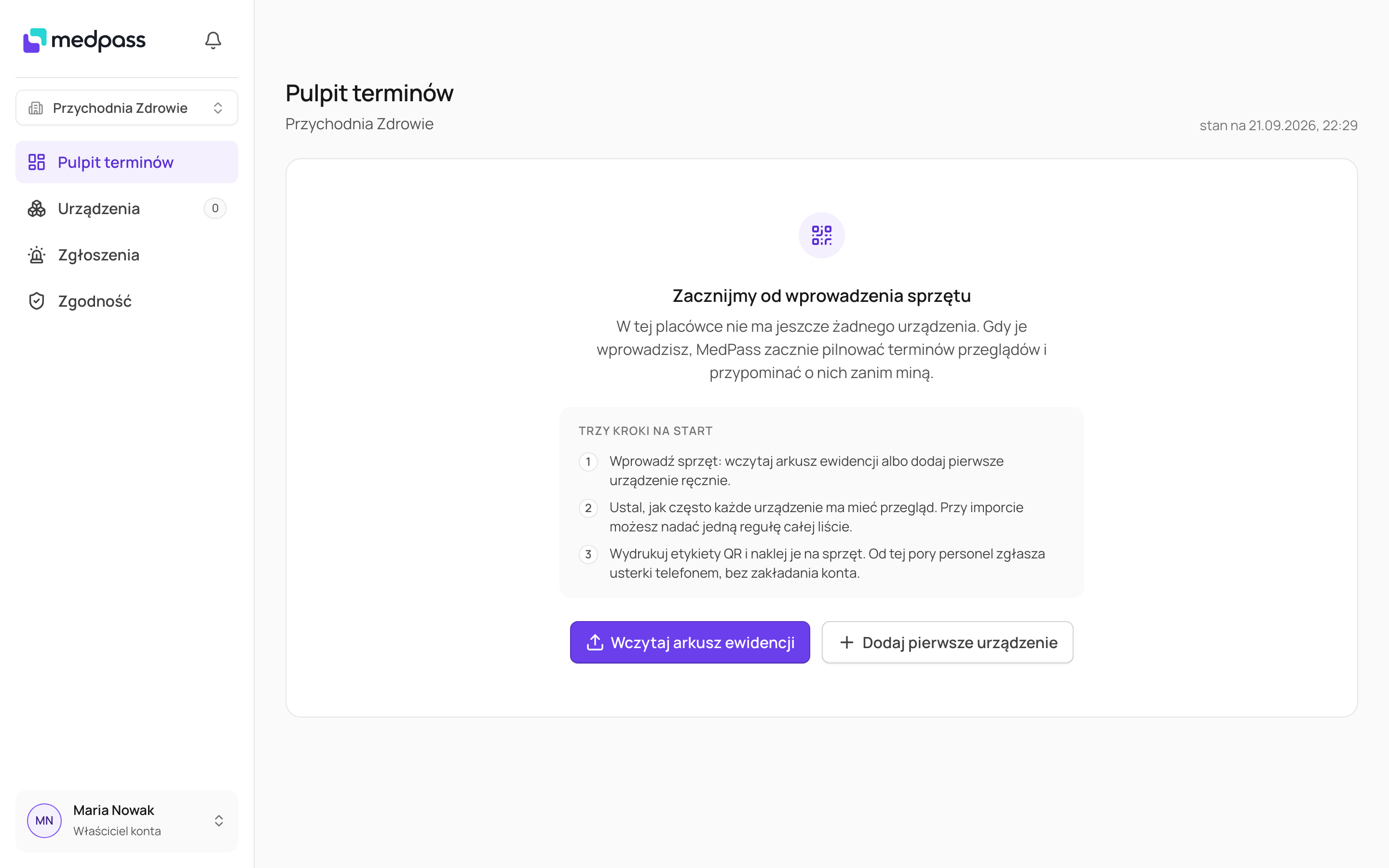 Pulpit terminów w placówce, która nie ma jeszcze żadnego urządzenia